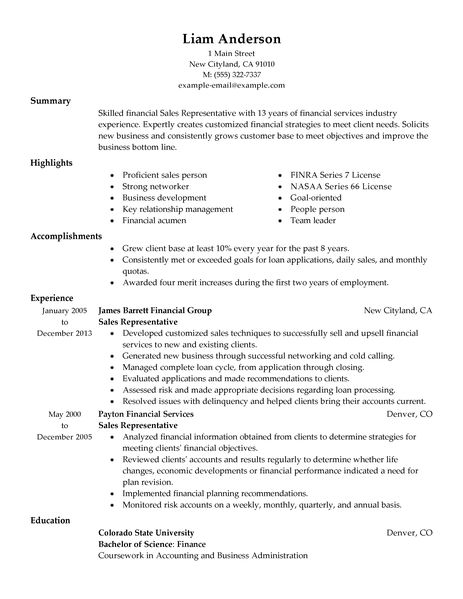 Bachelor of science finance resume