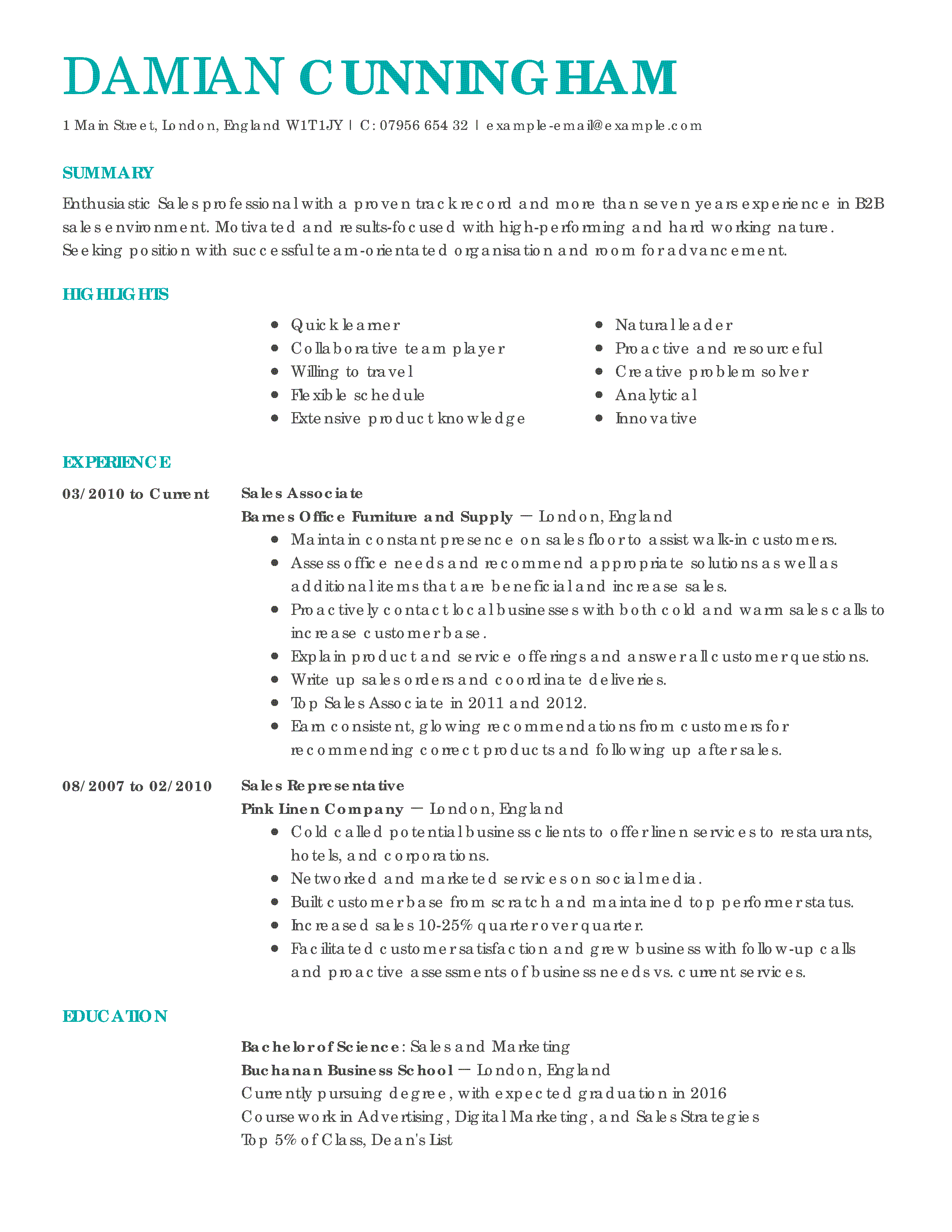 analytics resume