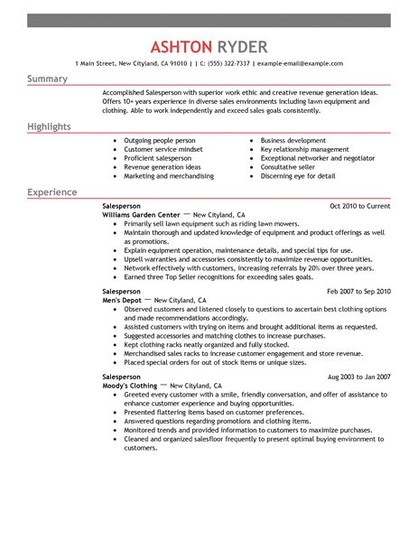 salesperson retail resume example emphasis 1 463x600