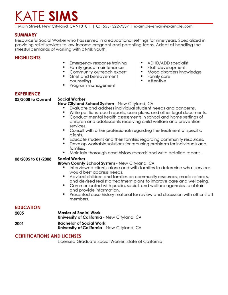 Best Social Worker Resume Example LiveCareer