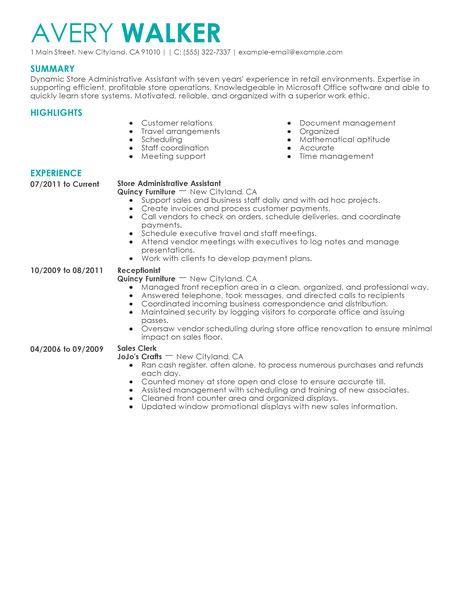 store administrative assistant administration office support resume example contemporary 4 463x600