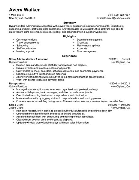 Resume points for administrative assistant