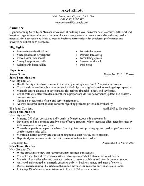 team resumes