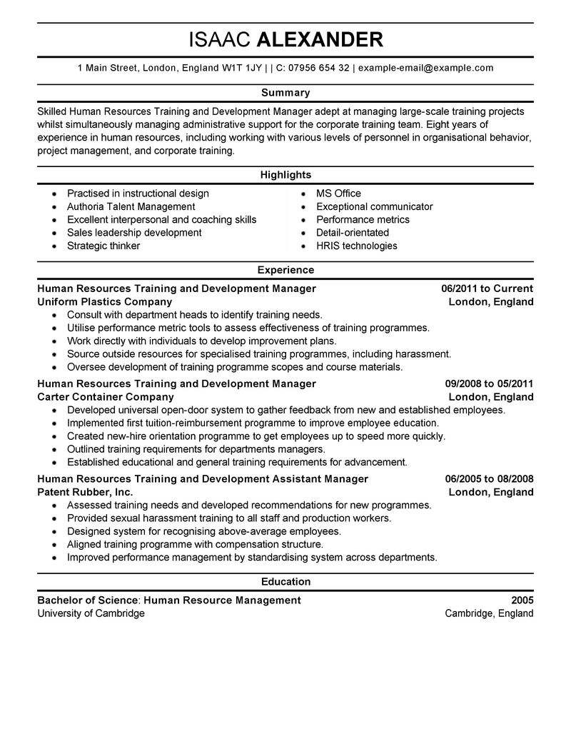 Resume Professional Development Example