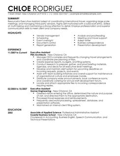 Executive assistant resume free samples