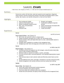 fast food job resumes