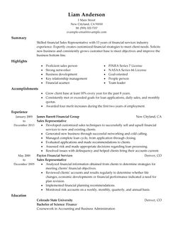 Resume for sales representatives