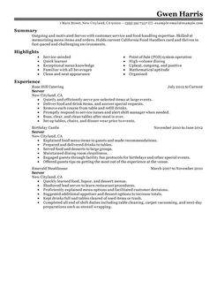 resume examples for servers