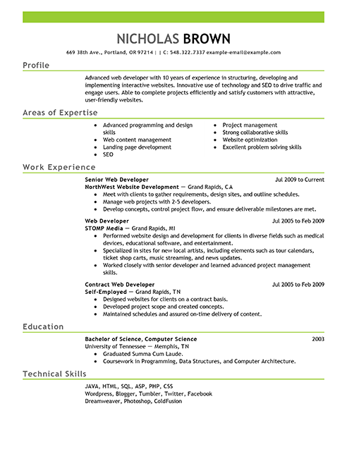 job developer resumes