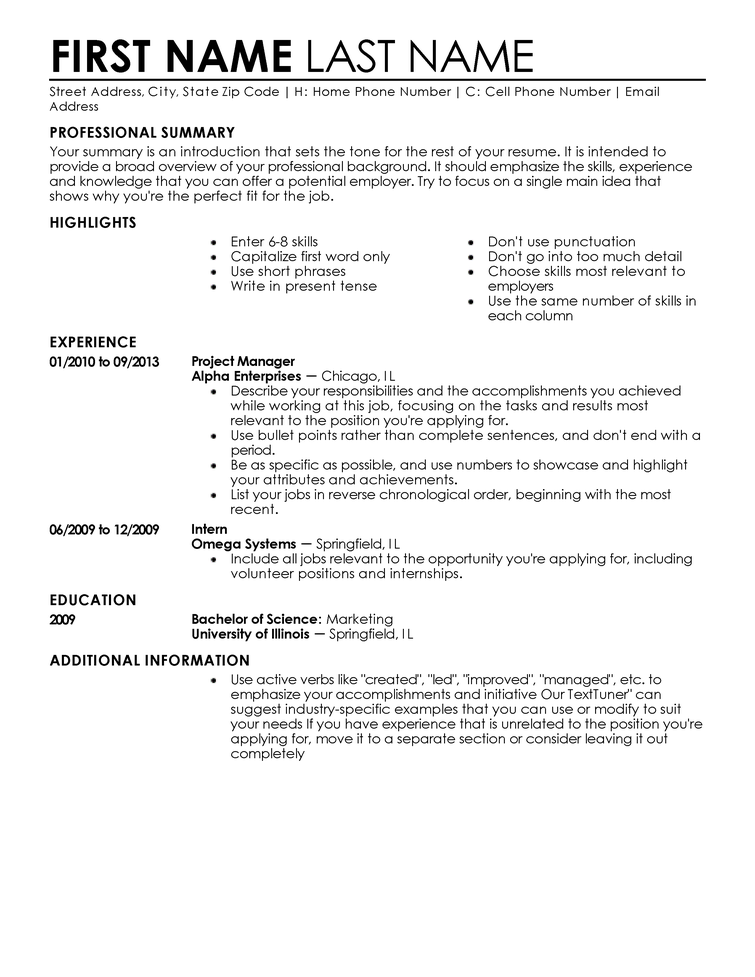 how to write a resume entry level