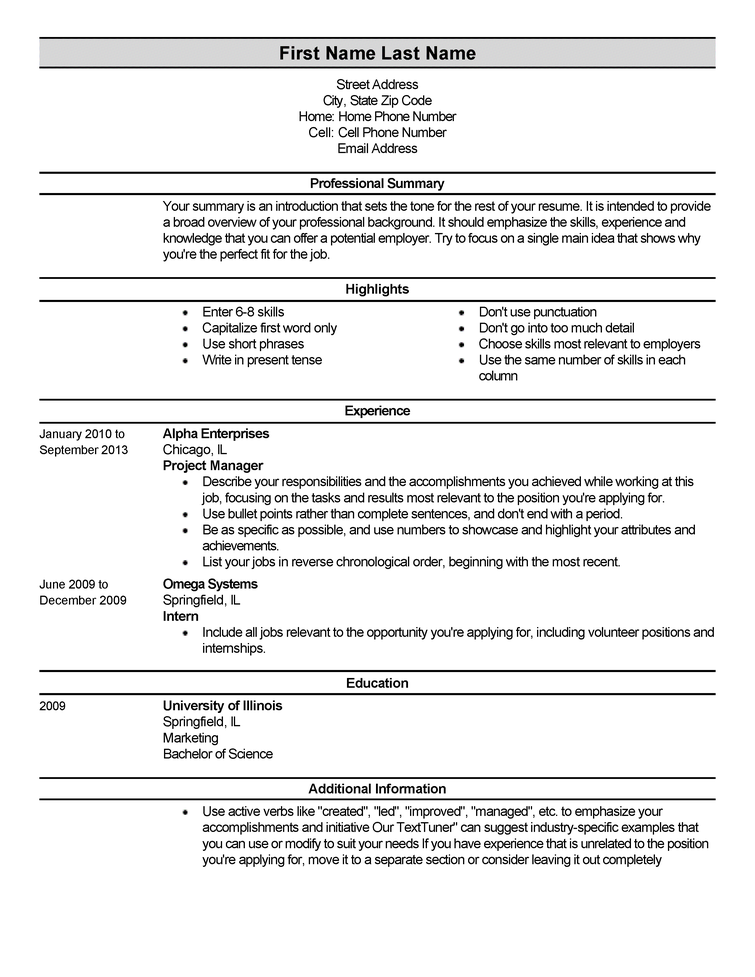 resume for entry level position