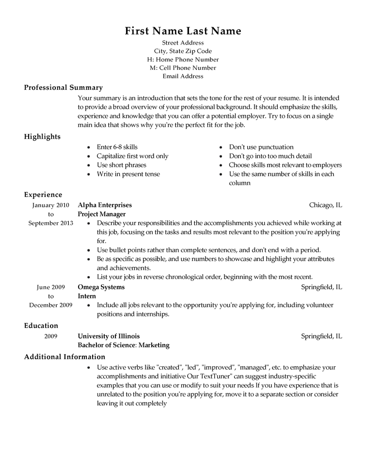 Sample resume with education listed first