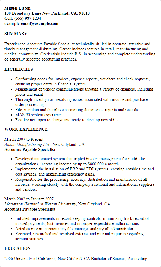 Internal investigator resume