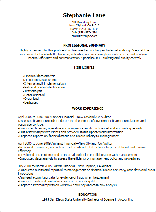 accounting professional resume template