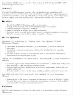 hospitality resume templates