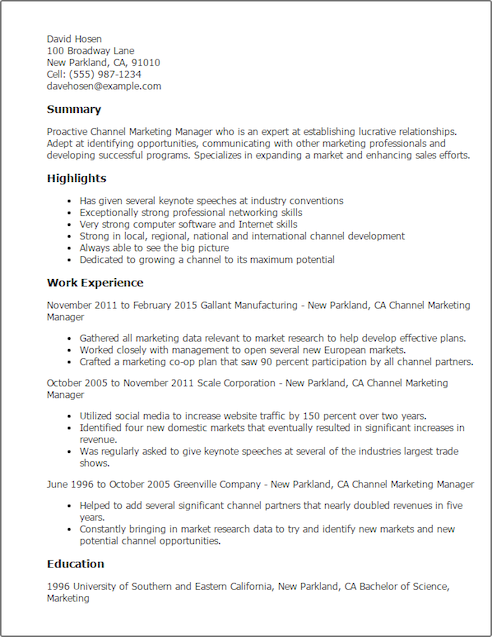 Resume Templates: Marketing