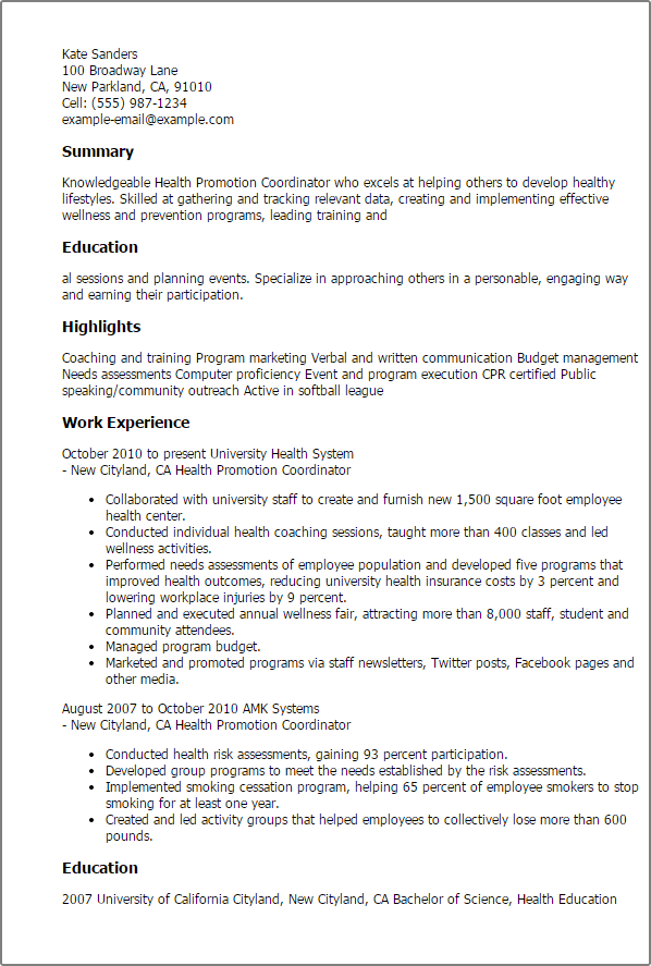 promotional resume samples