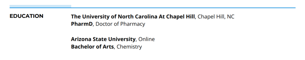 Education Section Of CV