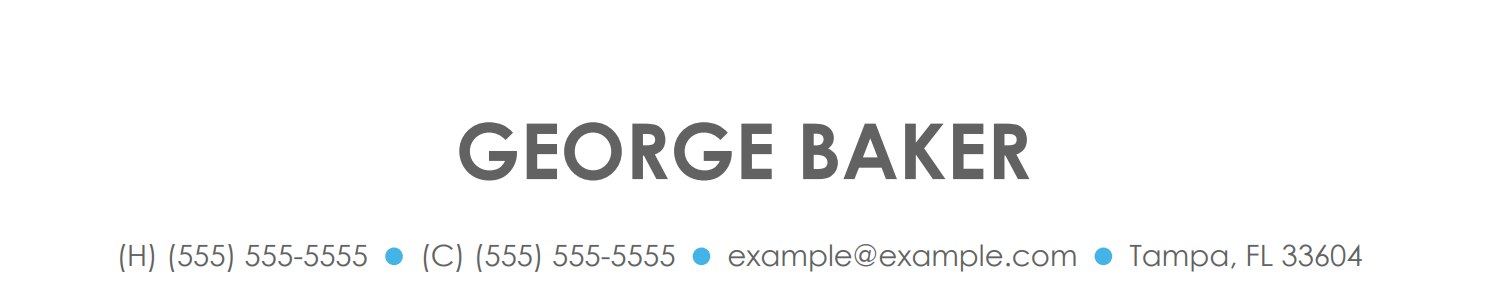 Header Section Format Of A Resume