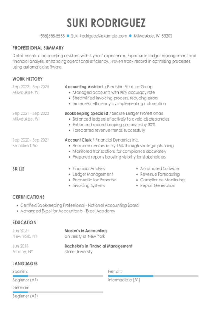 4 Accounting Assistant Resume Examples, Templates & Tips for 2026