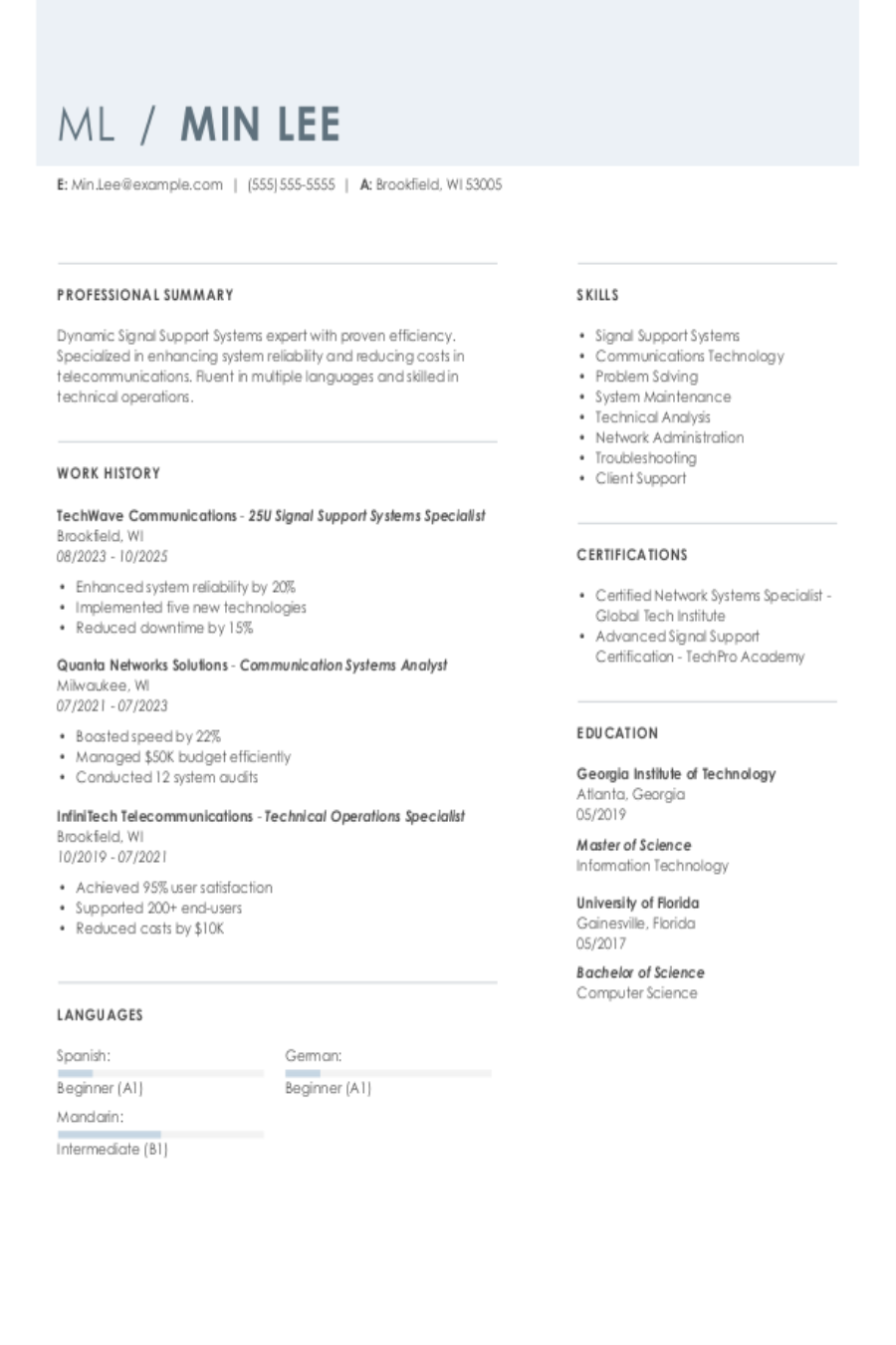 4 25U Signal Support Systems Specialist Resume Examples, Templates ...