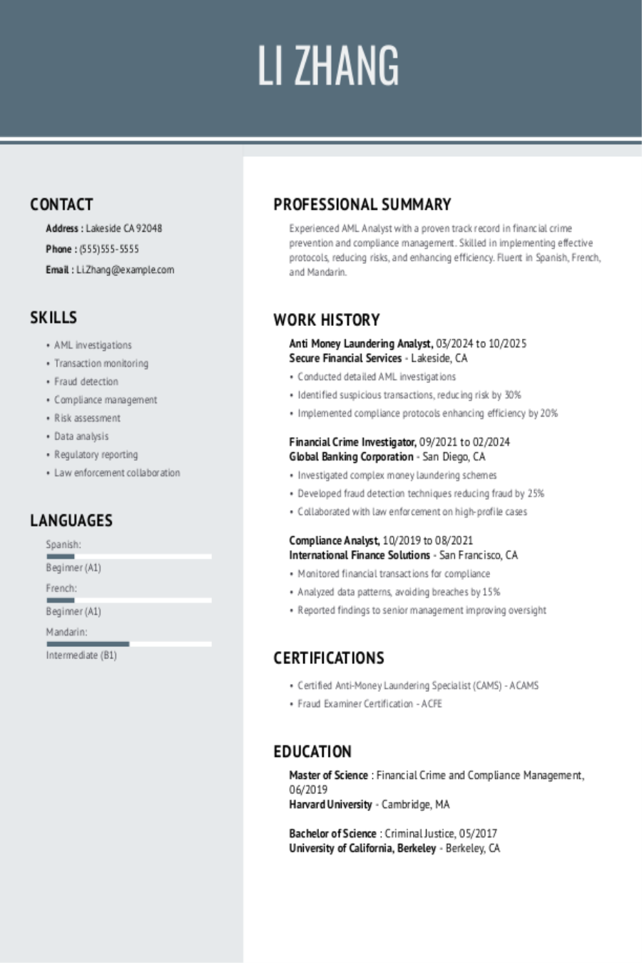 4 Anti-Money Laundering Analyst Resume Examples, Templates, & Tips for 2026