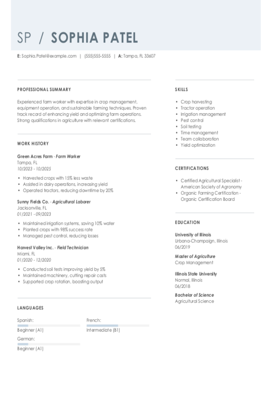 4 Farm Worker Resume Examples, Templates, & Tips for 2026