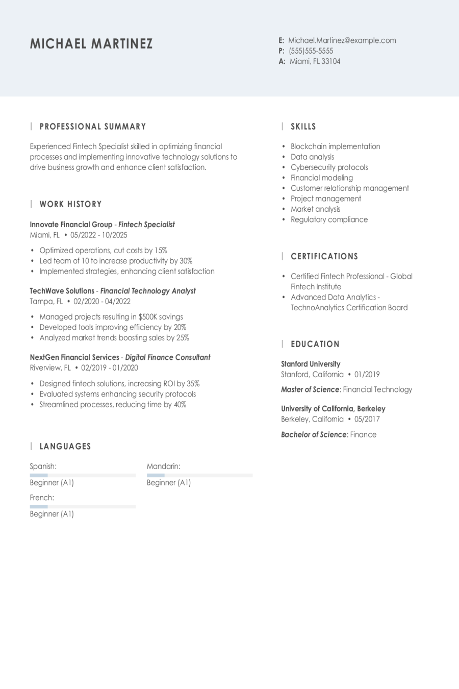 4 Fintech Resume Examples, Templates & Tips for 2026