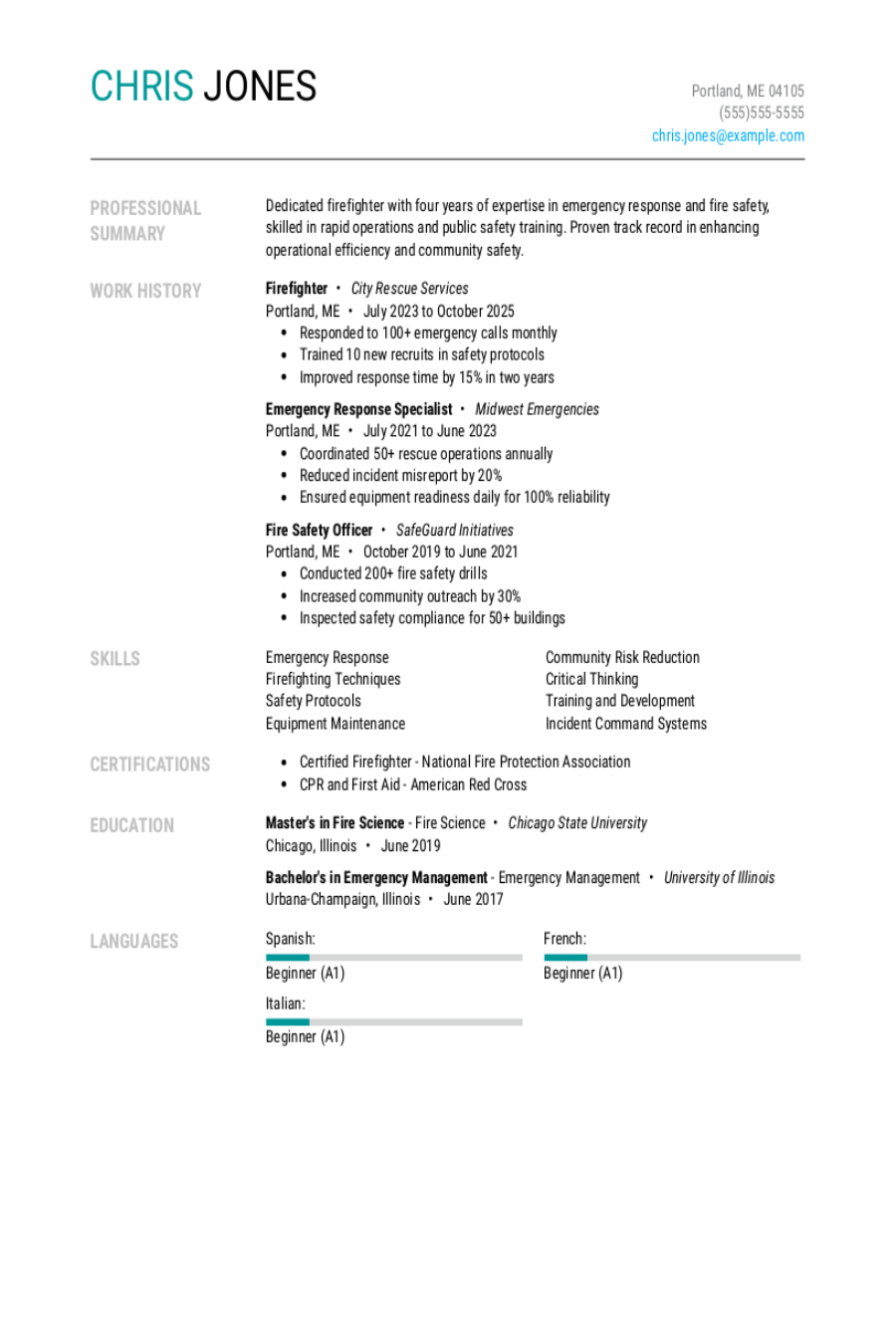 4 Firefighter Resume Examples, Templates, \u0026 Tips for 2026, image size:900x1350