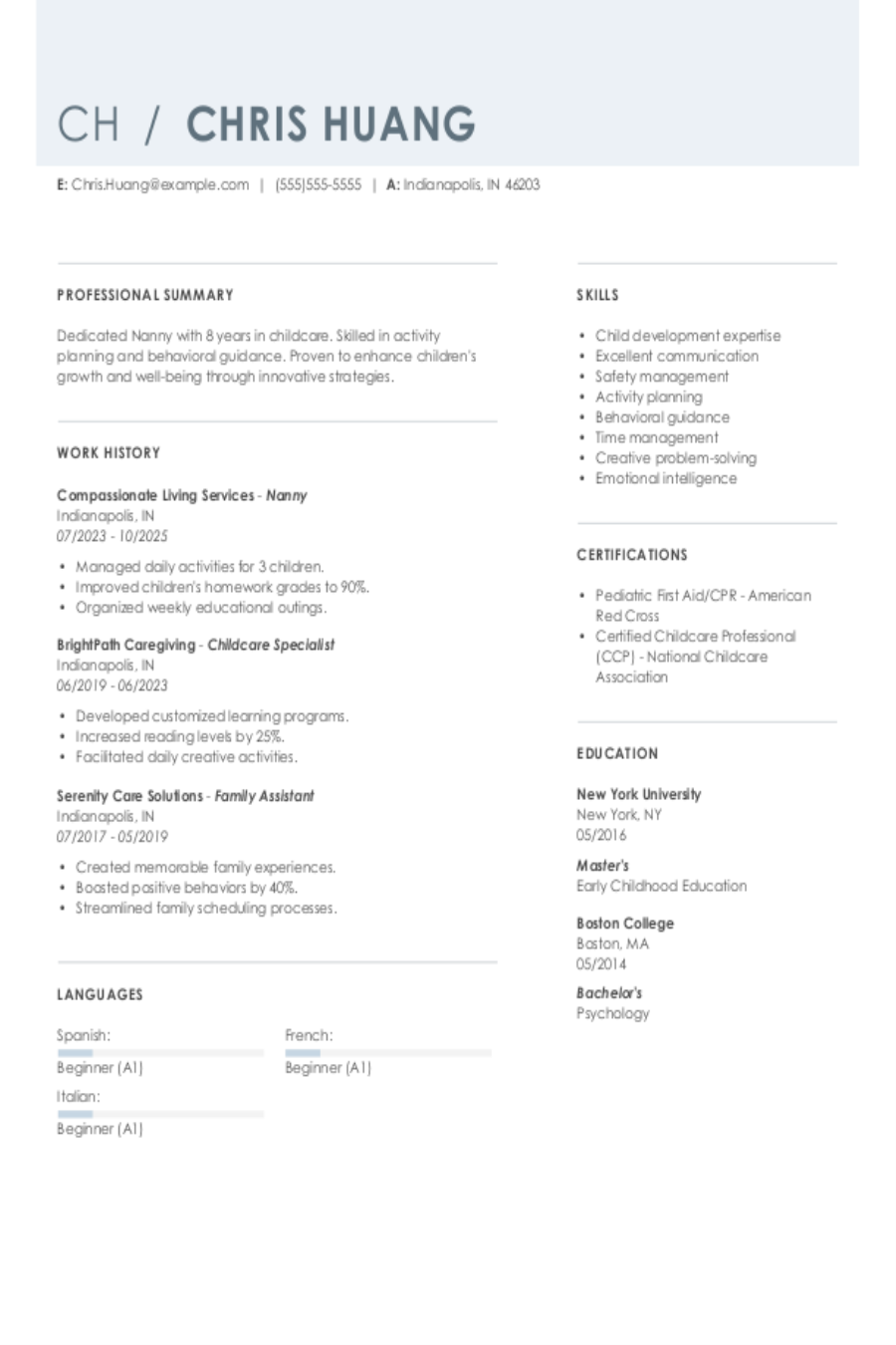 4 Nanny Resume Examples, Templates, \u0026 Tips for 2026, image size:900x1350