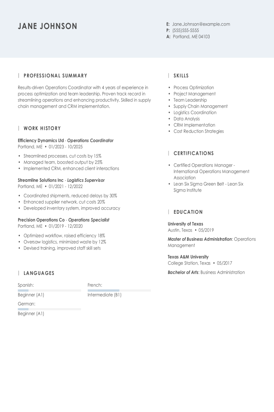 4 Operations Coordinator Resume Examples, Templates, & Tips for 2025