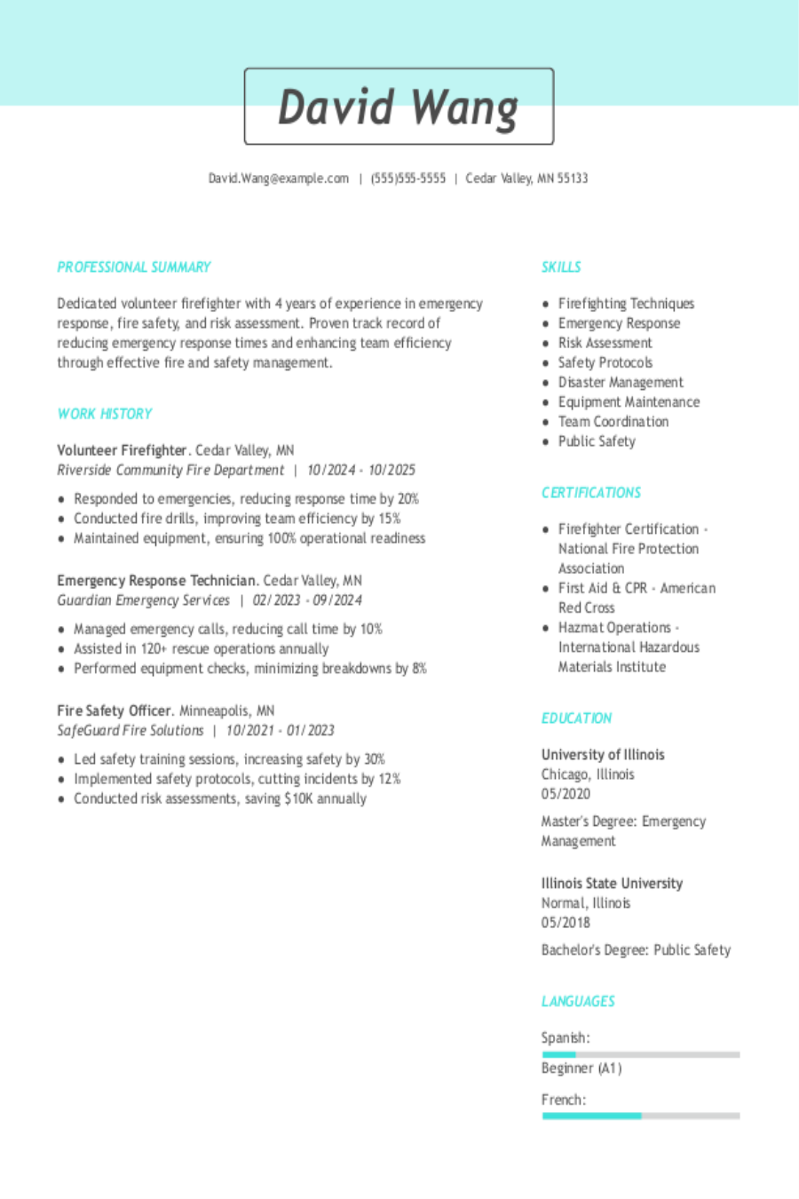 3 Successful Fire Fighter Resume Examples And Writing Tips for 2026, image size:900x1350