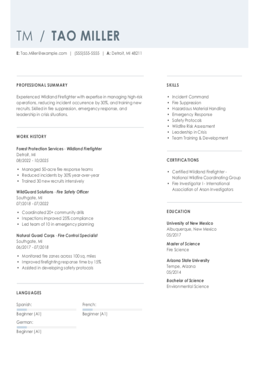4 Wildland Firefighter Resume Examples, Templates, \u0026 Tips for 2026, image size:900x1350