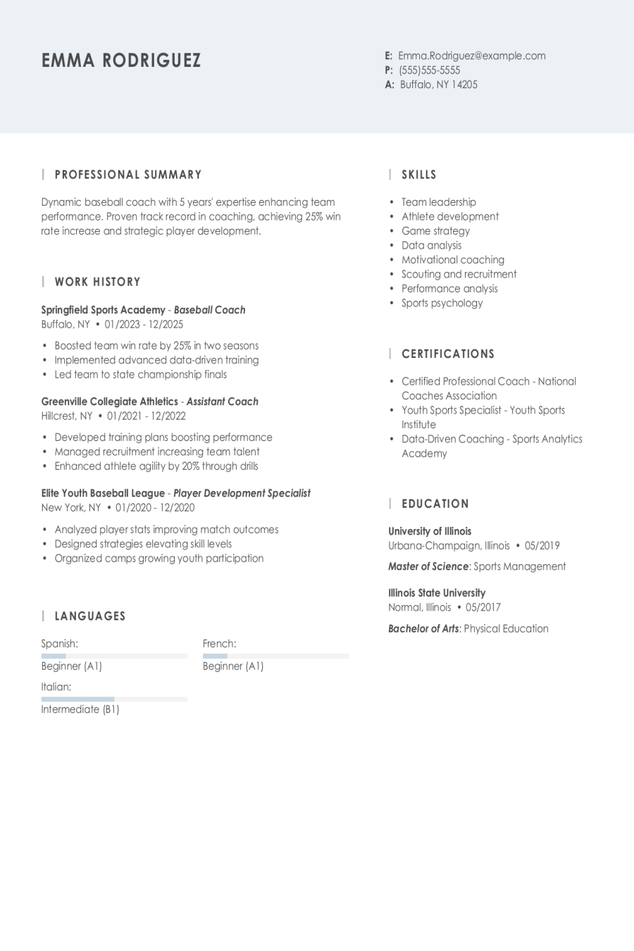 4 Baseball Coach Resume Examples, Templates, & Tips for 2026