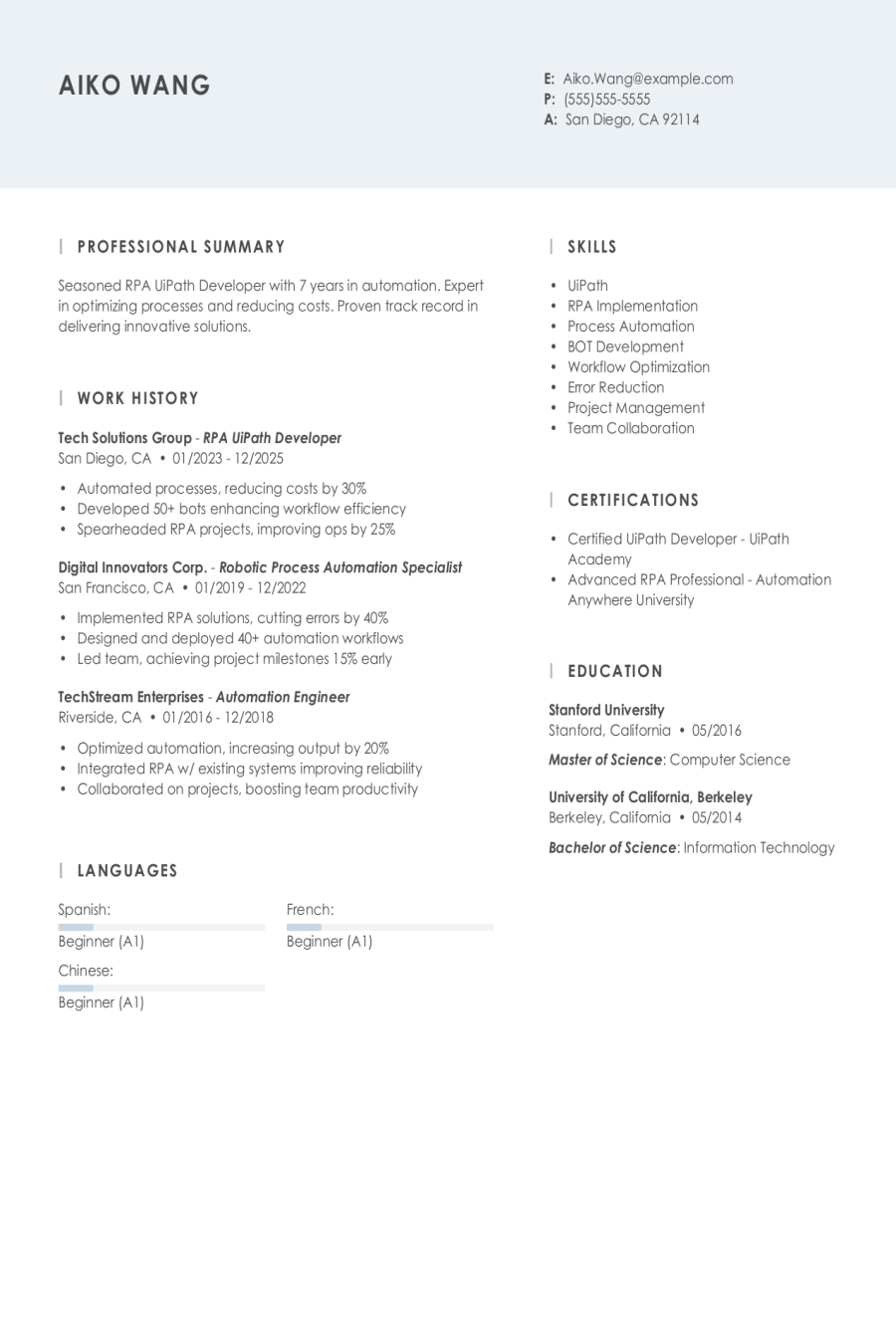 4 RPA UiPath Developer Resume Examples, Templates, & Tips for 2026