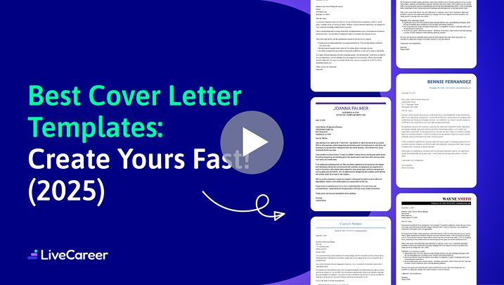 Thumbnail for LiveCareer free cover letter template demonstration video.