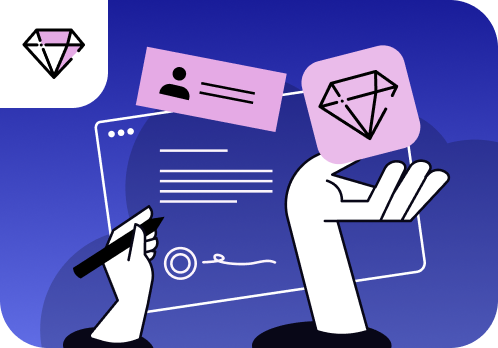 Hands adjusting design elements like color and layout.