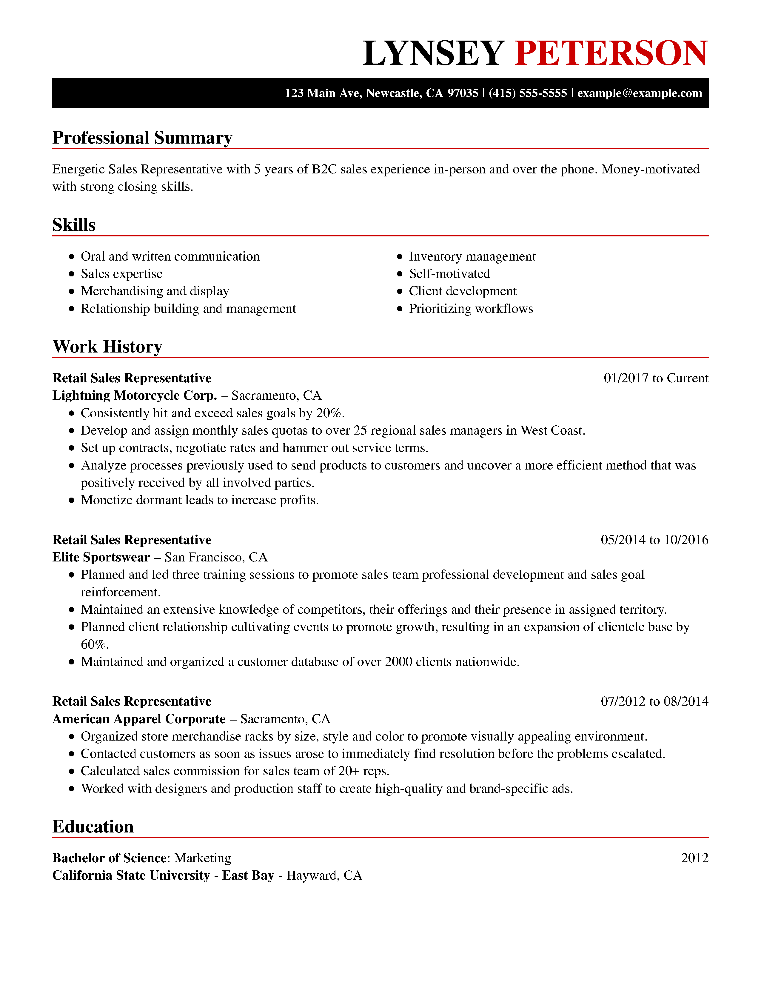 resume title customer service examples