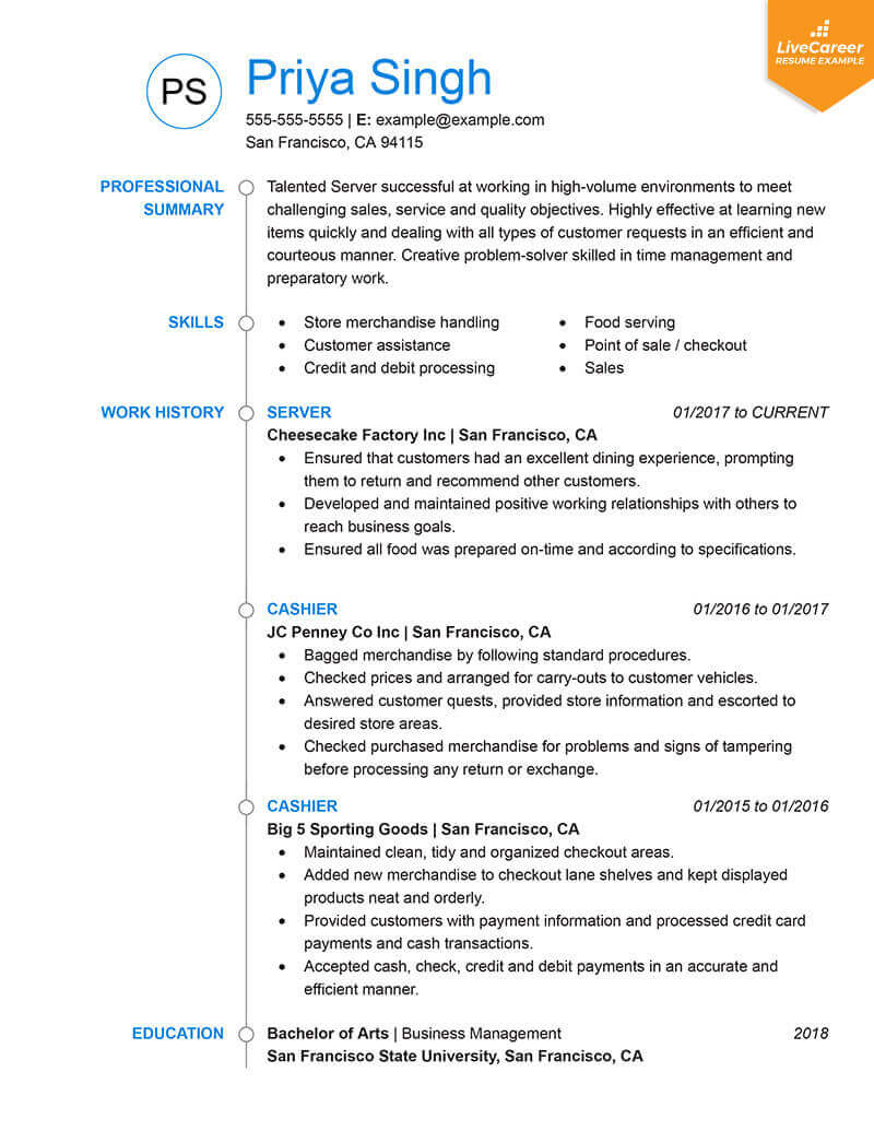 current resume formats examples