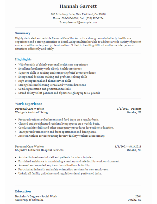 Care assistant personal statement