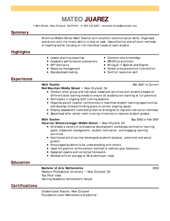 Best Teacher Resume Example  LiveCareer