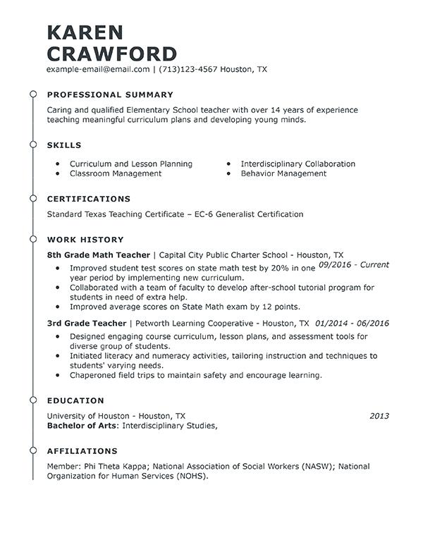 professional summary for teacher on resume