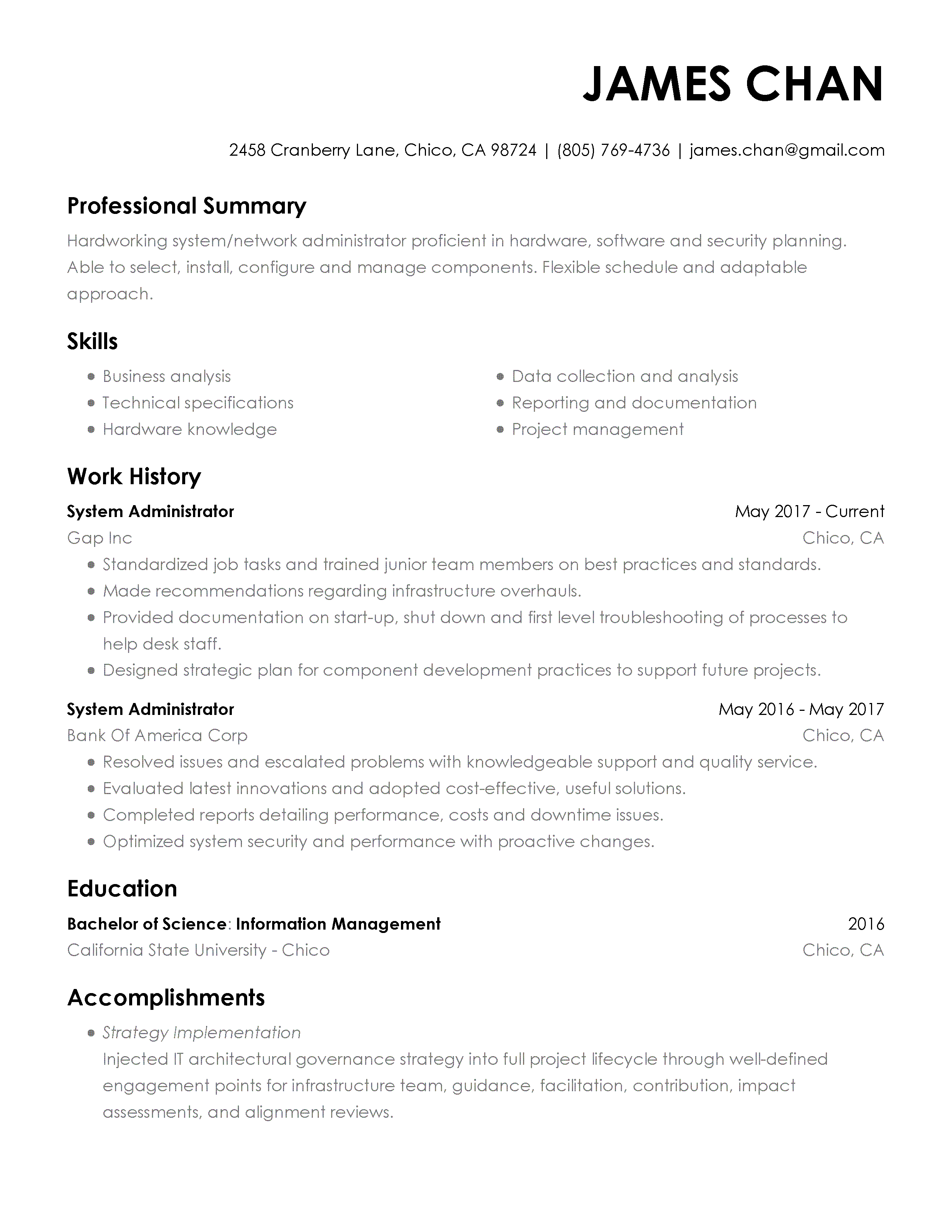 job responsibilities on resume