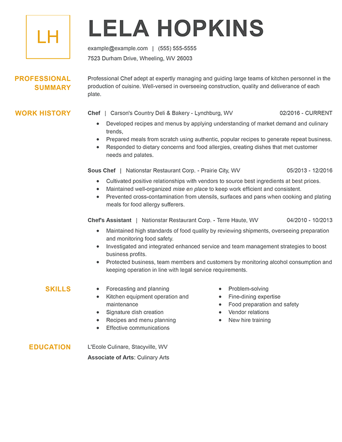 resume examples mid career