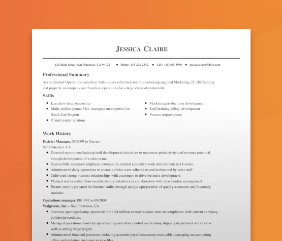 Professional Resume Template Microsoft Word from www.livecareer.com