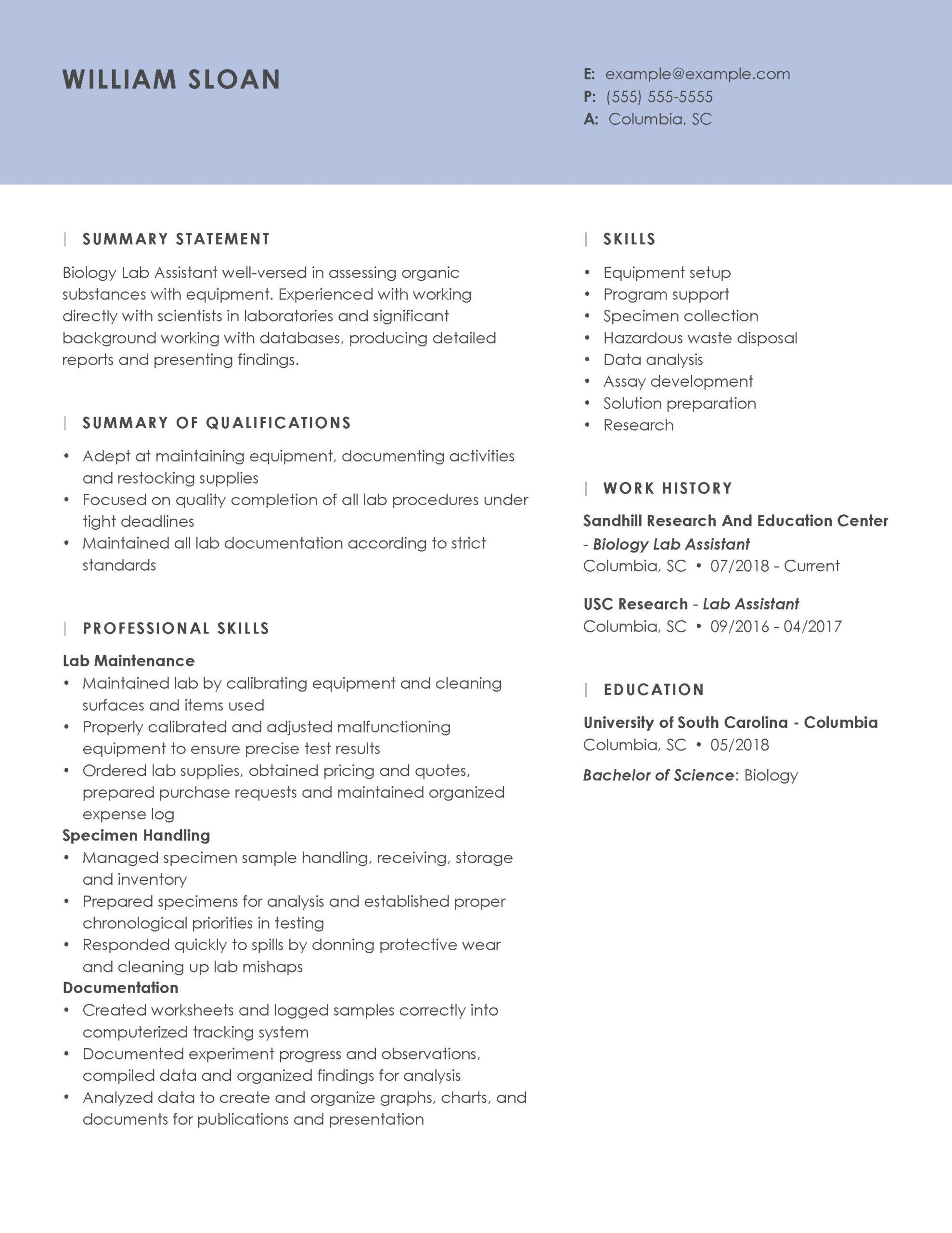 example of a bio for resume