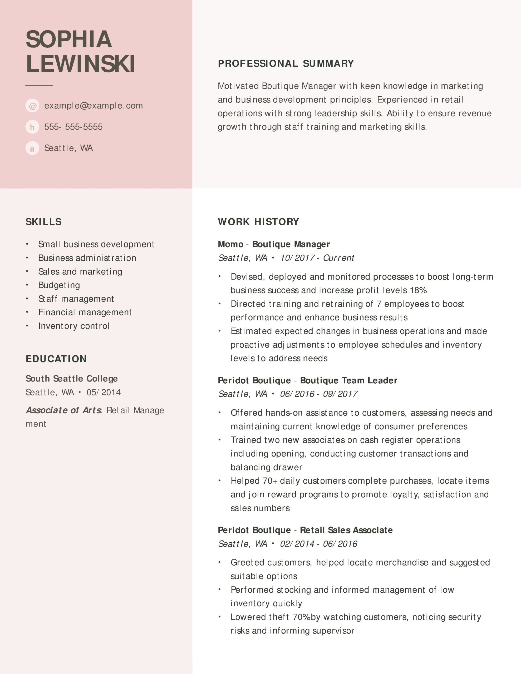 Professional Fashion Resume Examples for 27  LiveCareer