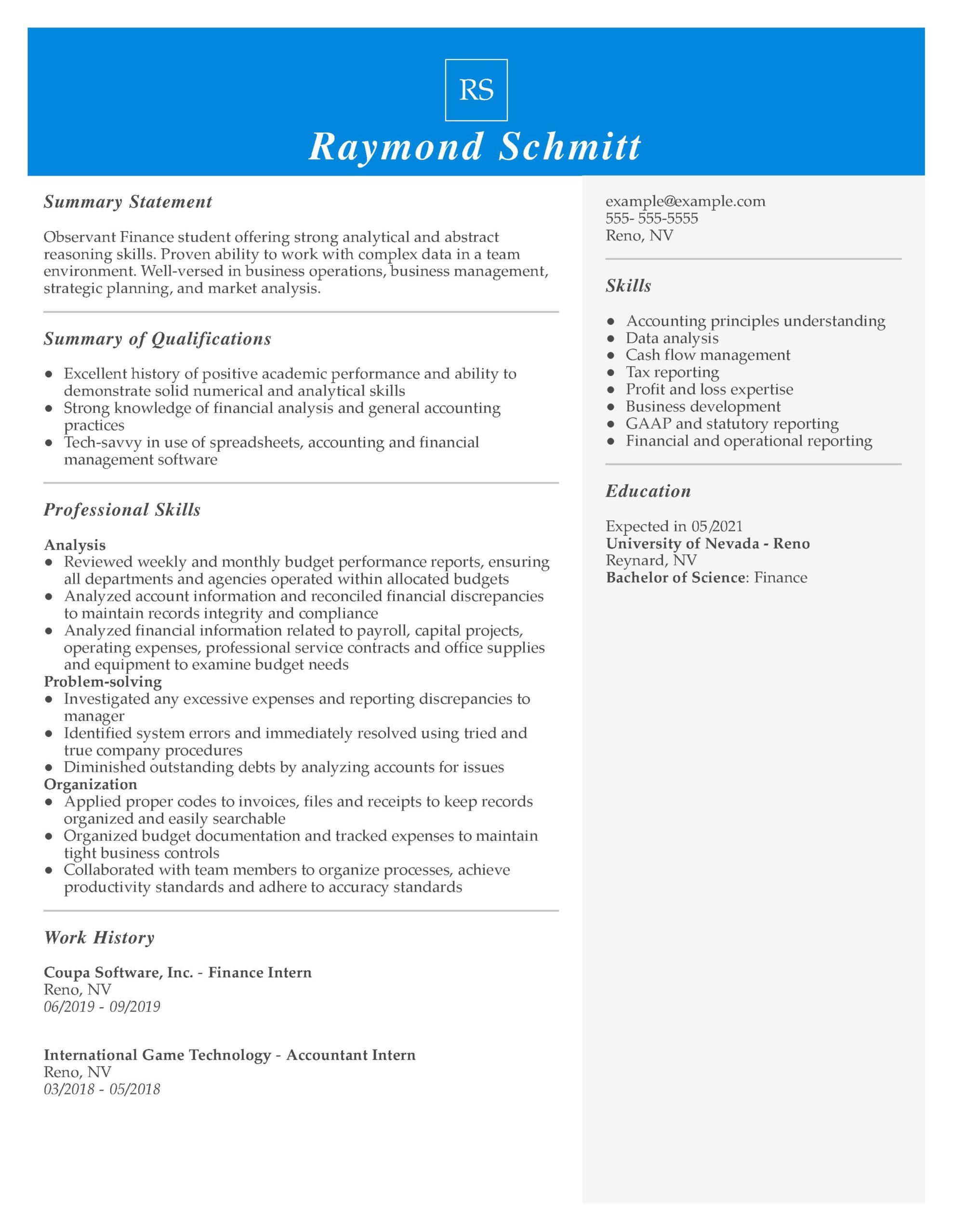 Professional Finance Resume Examples For 2021 Livecareer