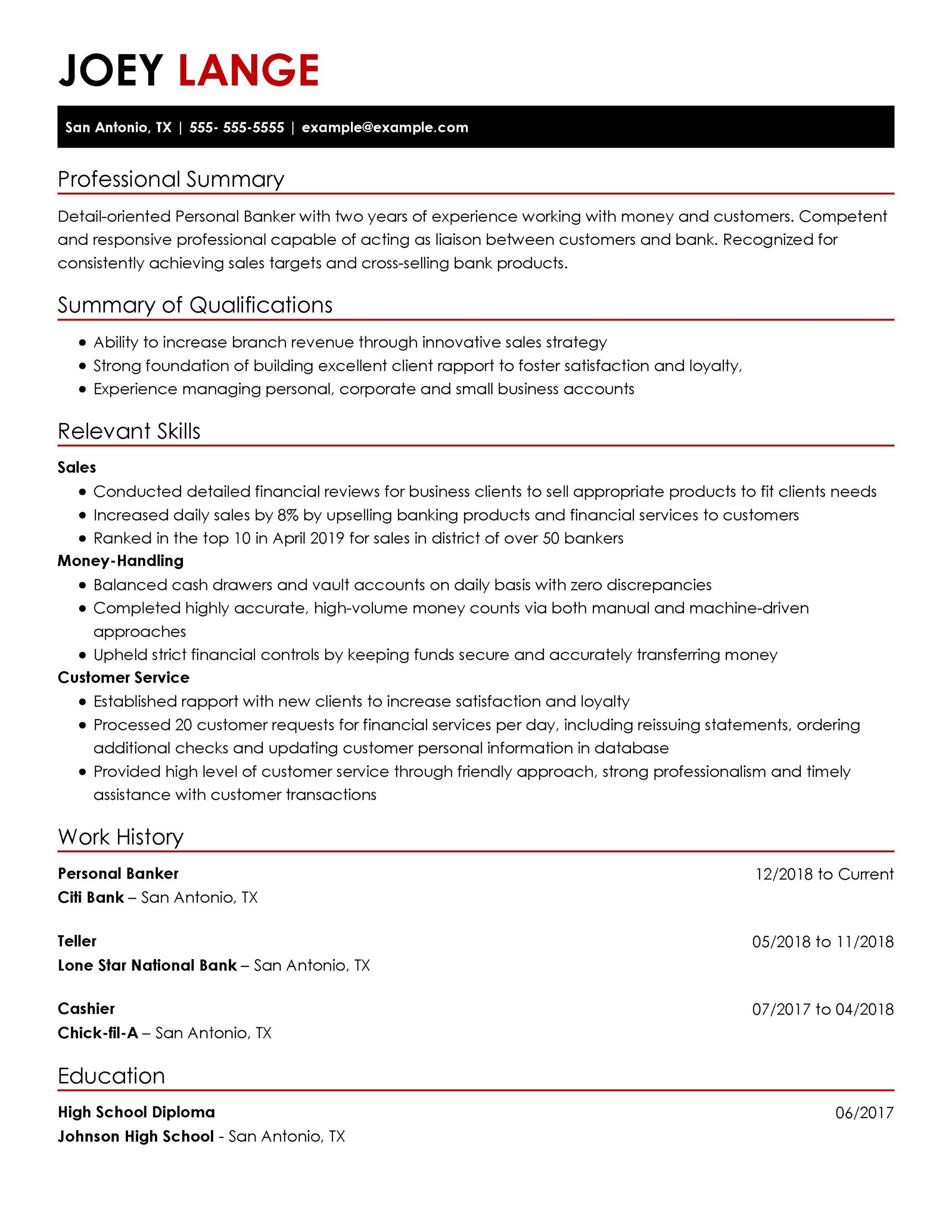 professional resume writer finance