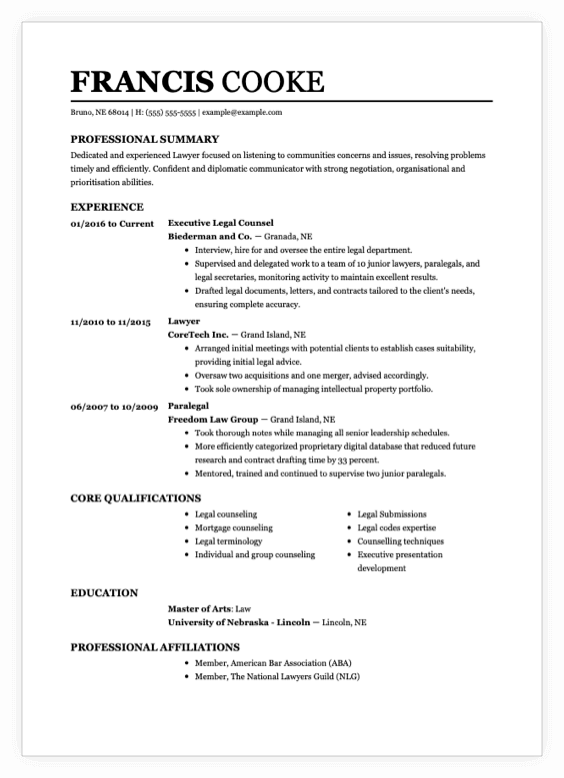 Examples of resume cvs